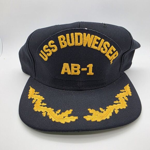Vintage New Era Pro Design USS Budweiser Snapback Hat Medium Large - Picture 1 of 7